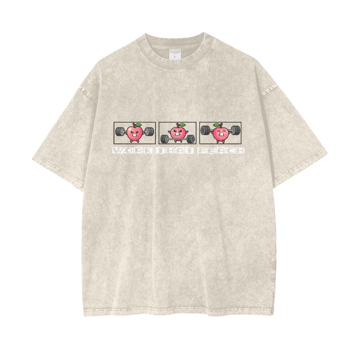 Peachy Gains: Buff Little Peach Streetwear Tee