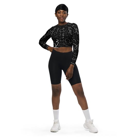 Lioness Elegance: Fitted Long-Sleeve Crop Top for Confident Style